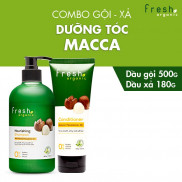 Combo Gội - Xả Fresh Organic Dưỡng Tóc Macadamia 500g + 180g