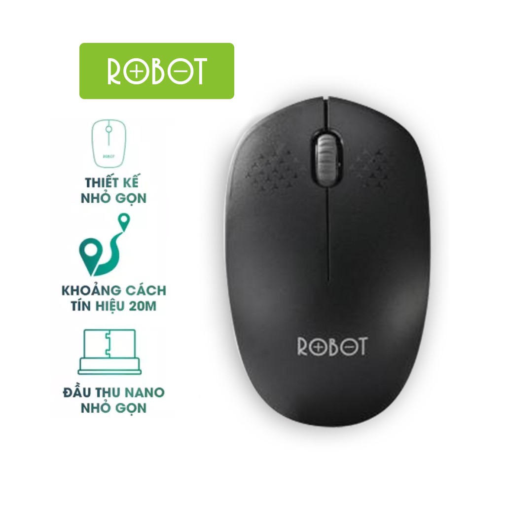 Chuột Quang Không Dây ROBOT M210 - Cảm Biến Quang Học - Khoảng Cách Tín Hiệu 20m