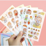 Set 4 tấm nhiều miếng sticker trang trí điện thoại, máy tính, sổ vở, kệ, hộp văn phòng phẩm