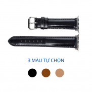 Dây Apple watch da bò-khâu tay thủ công D106- dây Apple watch series 3 series 4 series 5- Bụi Leather