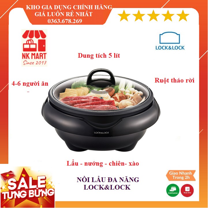 Nồi lẩu điện đa năng lock & lock EJP431SN/EJP331 dung tích 5L, đường kính 28cm