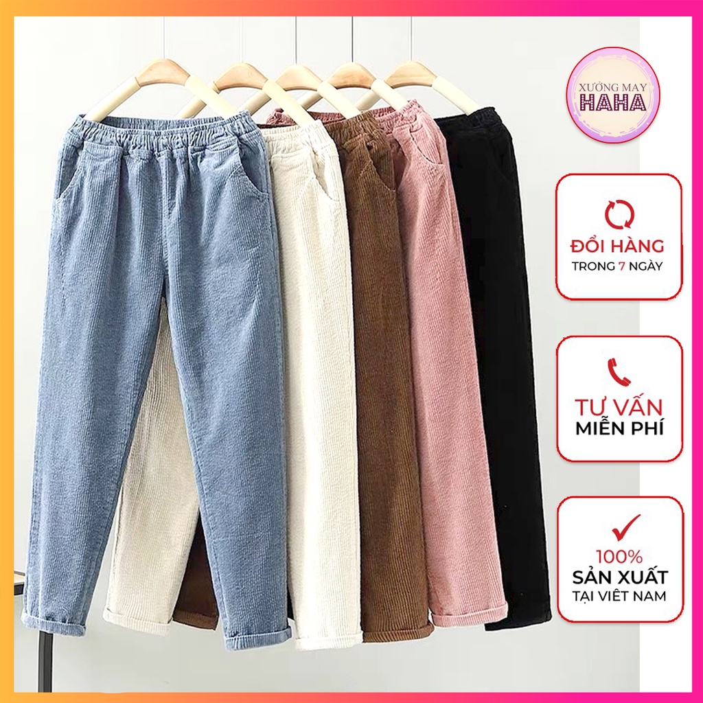 Quần baggy nhung tăm cạp chun mới
