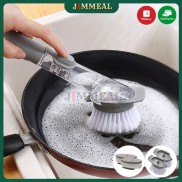 Bàn Chải Cọ Rửa Chén Bát Xoong Nồi, Cây Cọ Chà Rửa Nồi Xoong 2in1 Có Chỗ Đựng Nước Rửa Chén