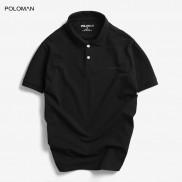 Áo thun POLO nam cổ bẻ BASIC vải cá sấu Cotton xuất xịn, chuẩn đẹp màu Đen - POLOMAN