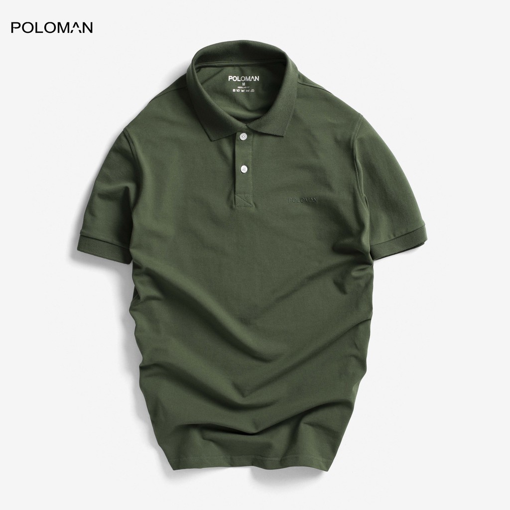 Áo thun POLO nam cổ bẻ BASIC vải cá sấu Cotton xuất xịn, chuẩn đẹp, màu Rêu - POLOMAN