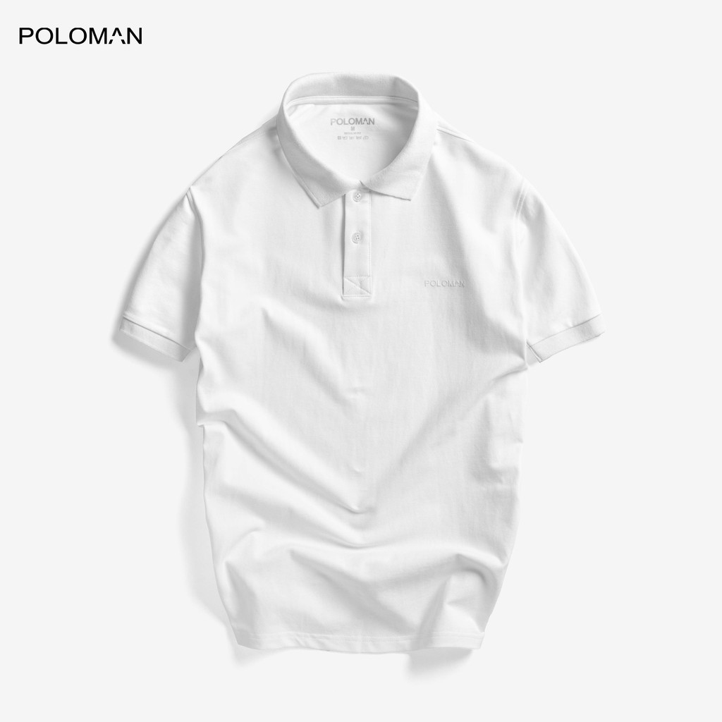 Áo thun POLO nam cổ bẻ BASIC vải cá sấu Cotton xuất xịn, chuẩn đẹp, màu Trắng - POLOMAN