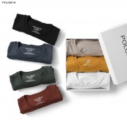 Áo thun nam cổ tròn POLOMAN vải Cotton co giãn,dày dặn, form regular fit B02