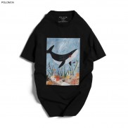 Áo thun nam cổ tròn WHALE in họa tiết  vải cá sấu Cotton xuất xịn,chuẩn form,trẻ trung, năng động - POLOMAN