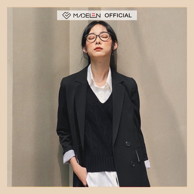 Áo blazer dài tay nữ MADELEN màu đen dáng công sở thanh lịch