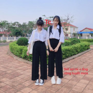 Quần vải ống rộng cài cúc, quần Tây ống suông rộng