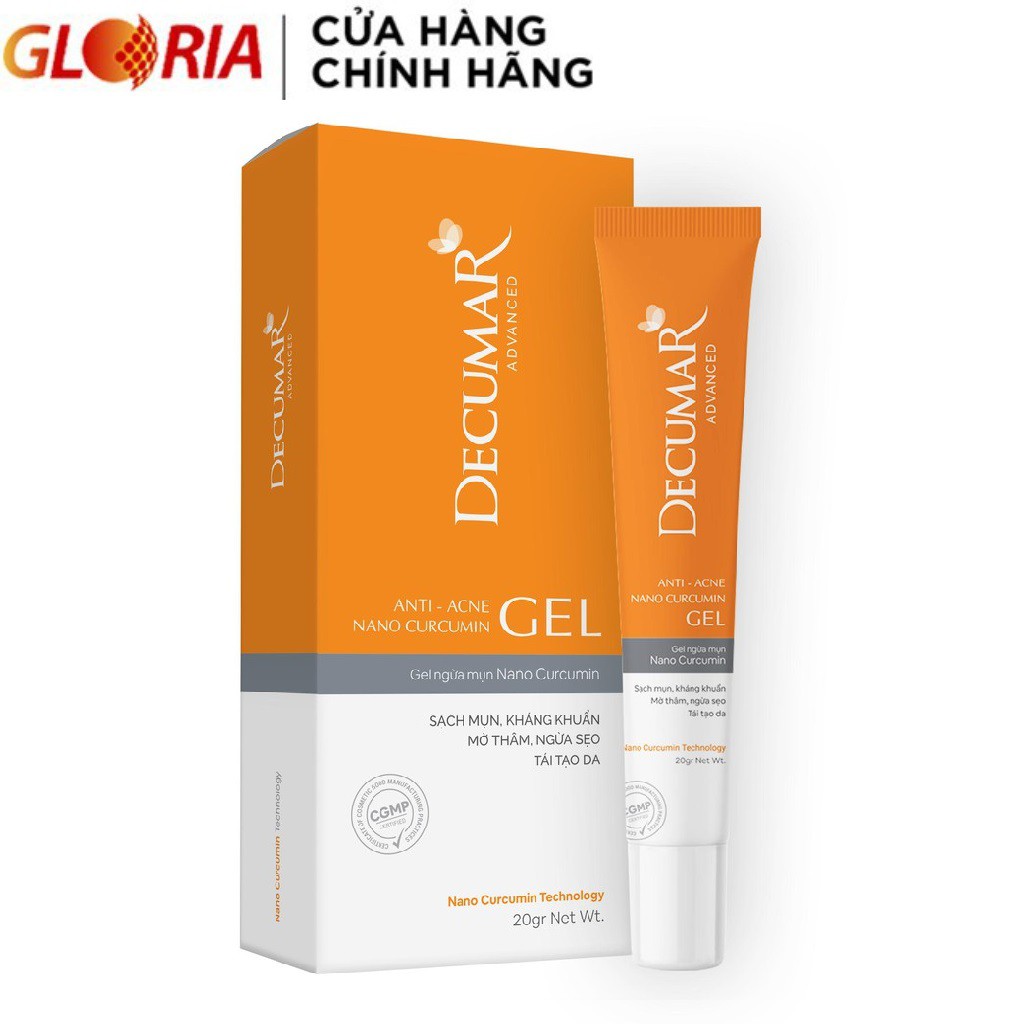 Gel ngừa mụn nano curcumin Decumar 20 gram