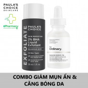 COMBO Paula's Choice BHA 2% [30ml] + The Ordinary Hyaluronic Acid 2% + B5 [30ml] giúp giảm mụn ẩn & căng bóng da