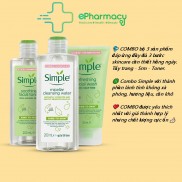 Combo Simple Tẩy trang + Sữa rửa mặt + Toner Simple (Bộ 03 món)