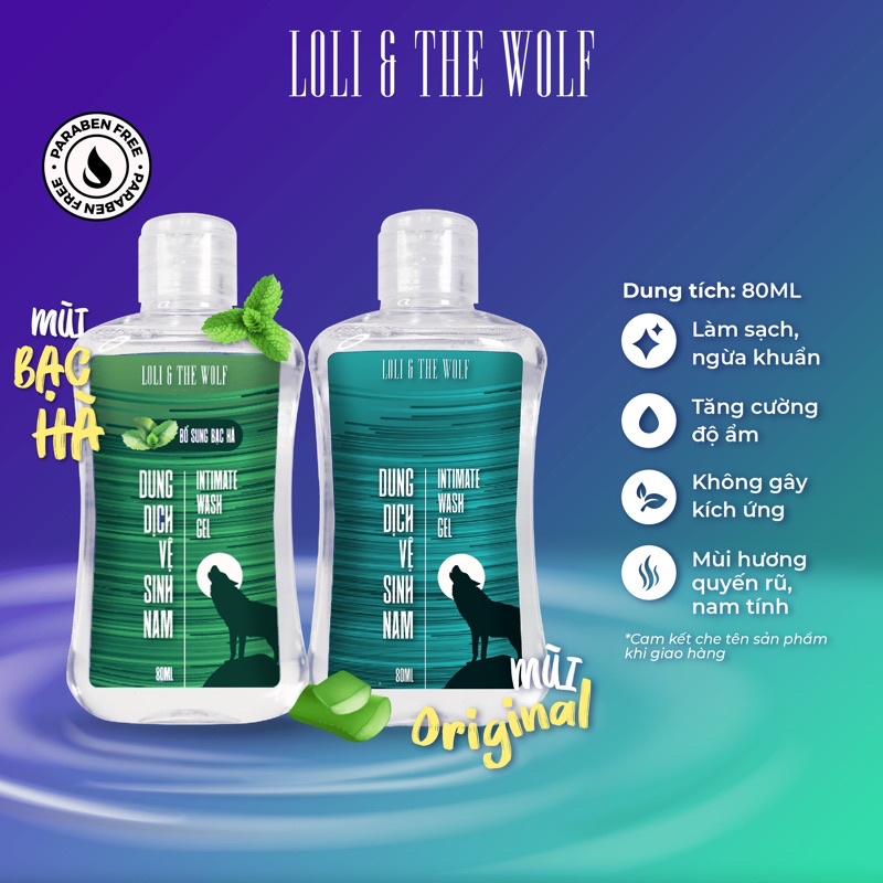 Dung dịch vệ sinh nam dịu nhẹ lành tính chai 80ml nhỏ gọn - LOLI & THE WOLF