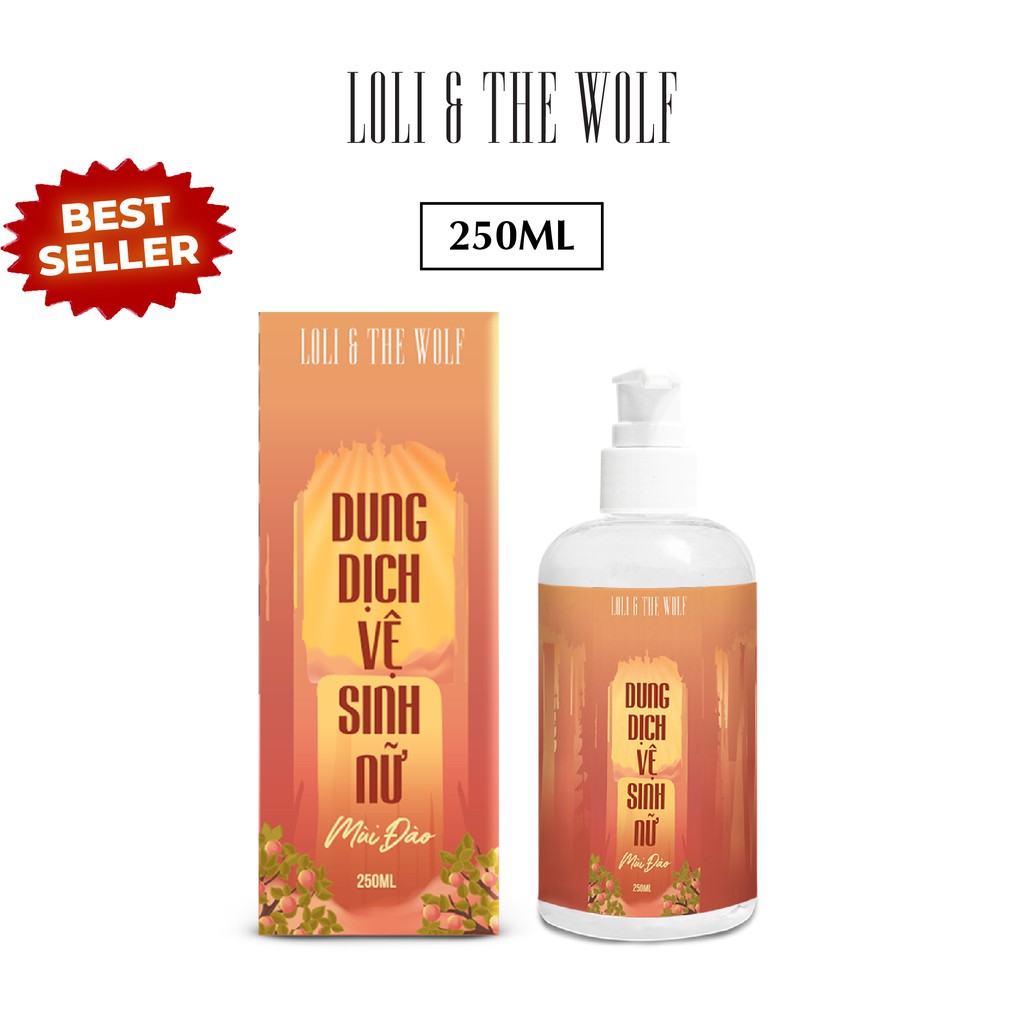 Dung dịch vệ sinh phụ nữ mùi đào thơm mát thành phần tự nhiên chai 250ml làm sạch khử mùi hôi - LOLI & THE WOLF
