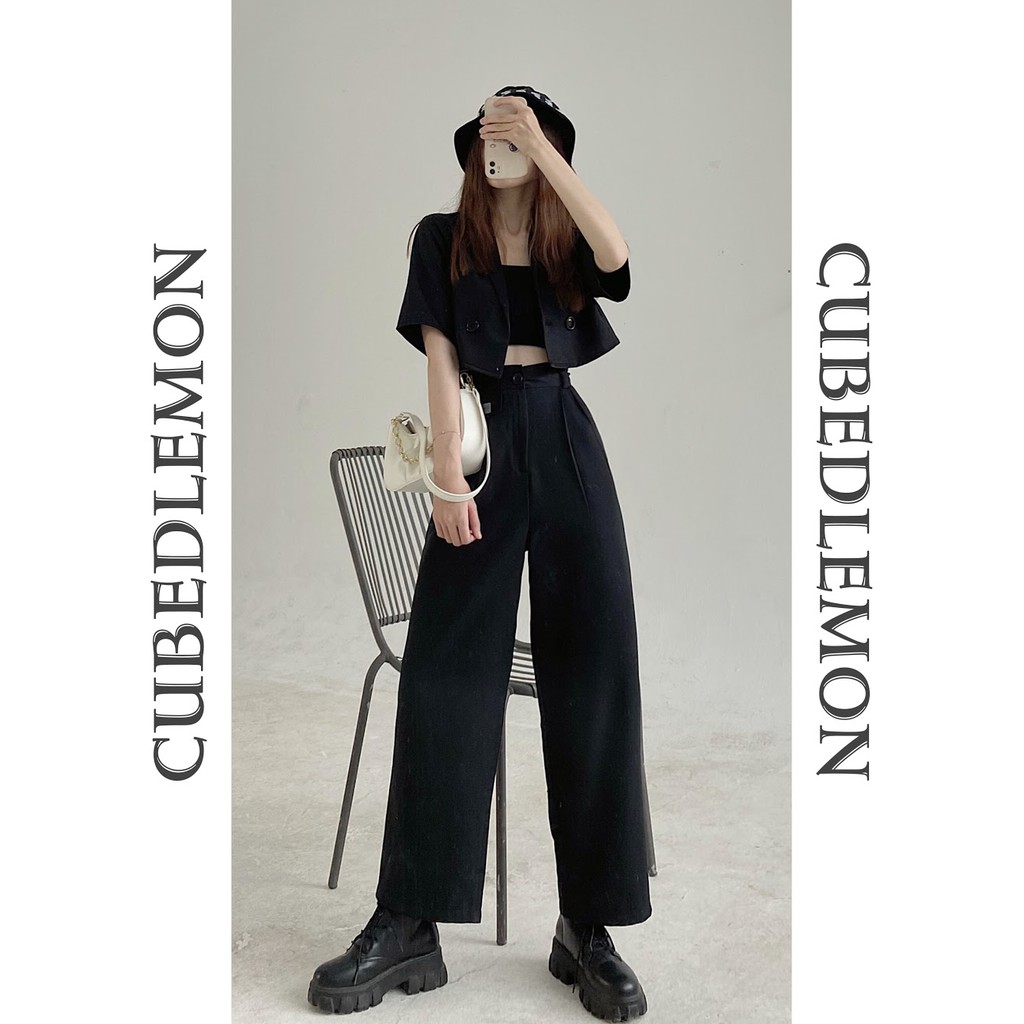 Quần ống suông ulzzang 1 túi cài logo