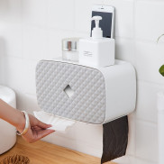 Hộp đựng khăn giấy, giấy vệ sinh đa năng kèm ngăn để túi đựng rác dán tường Mã vs01