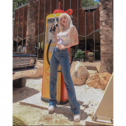  Quần jean ống loe lưng cao tôn dáng