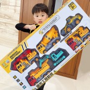 Bộ đồ chơi ô tô mô hình các loại xe xây dựng: máy xúc, xe tải, cần cẩu... cho trẻ em, đồ chơi cho bé thoả sức sáng tạo