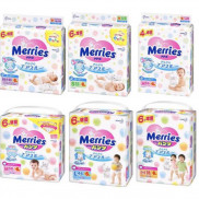 Bỉm Merries Quần/Dán Nội Địa Nhật Bản Size Newborn96 S88 M68 L58 M64 L50 XL44 XXL28