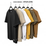 Áo Thun Nam Cổ Tròn ICON DENIM Dáng Oversize ICDN Studio In Nhũ Bac, Vải Cotton Co Giãn, Thoáng Mát