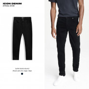 Quần Jean Nam Đen Trơn ICON DENIM Dáng Ôm Slim-fit Trẻ Trung, Co Giãn Tốt