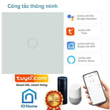 Công tắc thông minh cao cấp hình vuông chuẩn Châu Âu EU kết nối Wifi thông qua app Tuya/ Smart life (Mẫu mới 2020)