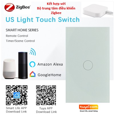 Công tắc thông minh cao cấp Tuya hệ Zigbee - Công tắc cảm ứng nhà thông minh 1-4 nút kết nối Zigbee (New Design 2020)