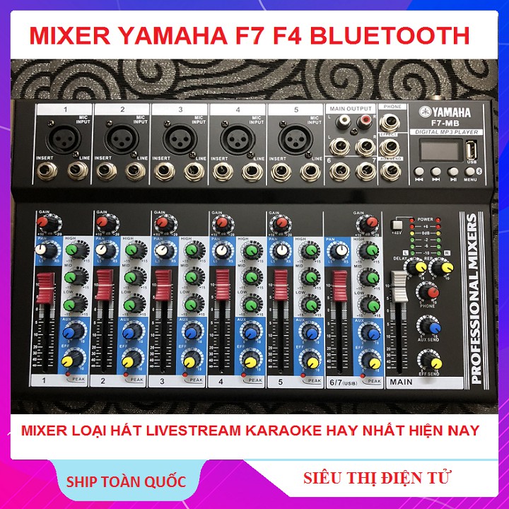 Mixer F7-MB, Livestream Karaoke Có Bluetooth Và Mixer F4 USB Bluetooth - Tặng Giắc 6,5