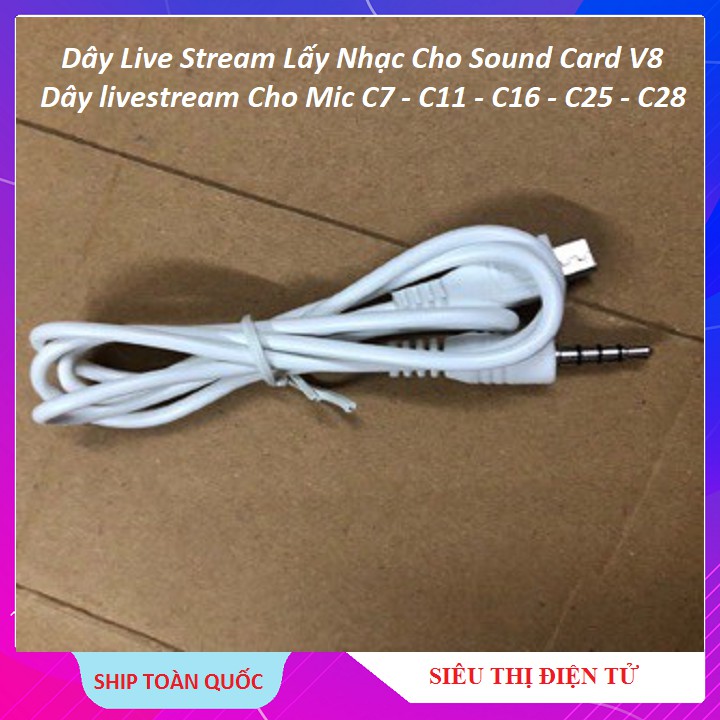 Dây Live Stream - Dây Lấy Nhạc, Cho Sound Card V8, Dây Theo Sound Card Bóc Hộp