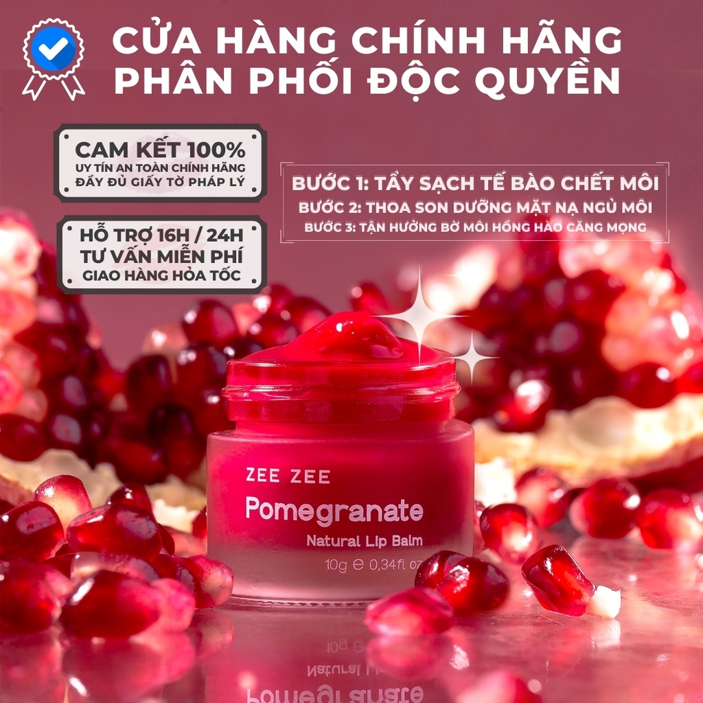 Son Dưỡng Hồng Môi Lựu Đỏ ZEE ZEE - Pomegranate Natural Lip Balm 10g