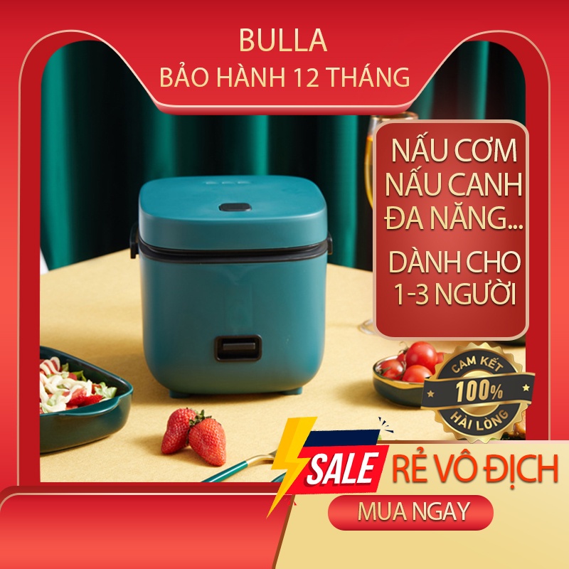 Nồi Cơm Điện Mini Đa Năng Bulla dành cho 1 Đến 2 Người, Chống Dính, Nấu Nhanh, Tự Ngắt Điện Chống Cháy Cơm