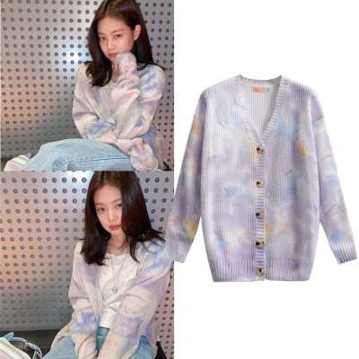 áo len oversize jennie blackpink colorful sweater kint coat Cardigans
