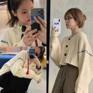 jennie blackpink Áo khoác cardigan dáng rộng phong cách Hàn Quốc xinh xắn nữ tính