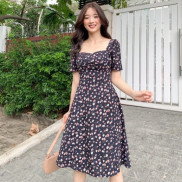 Đầm NOVA cổ vuông cách điệu cổ xếp ly dáng dài