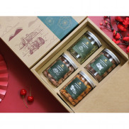 Hộp quà tết PHÚ QUÝ - Set 4 hũ 300gr Hạt (Macca, Điều, Hạnh nhân rang bơ, Bí xanh)