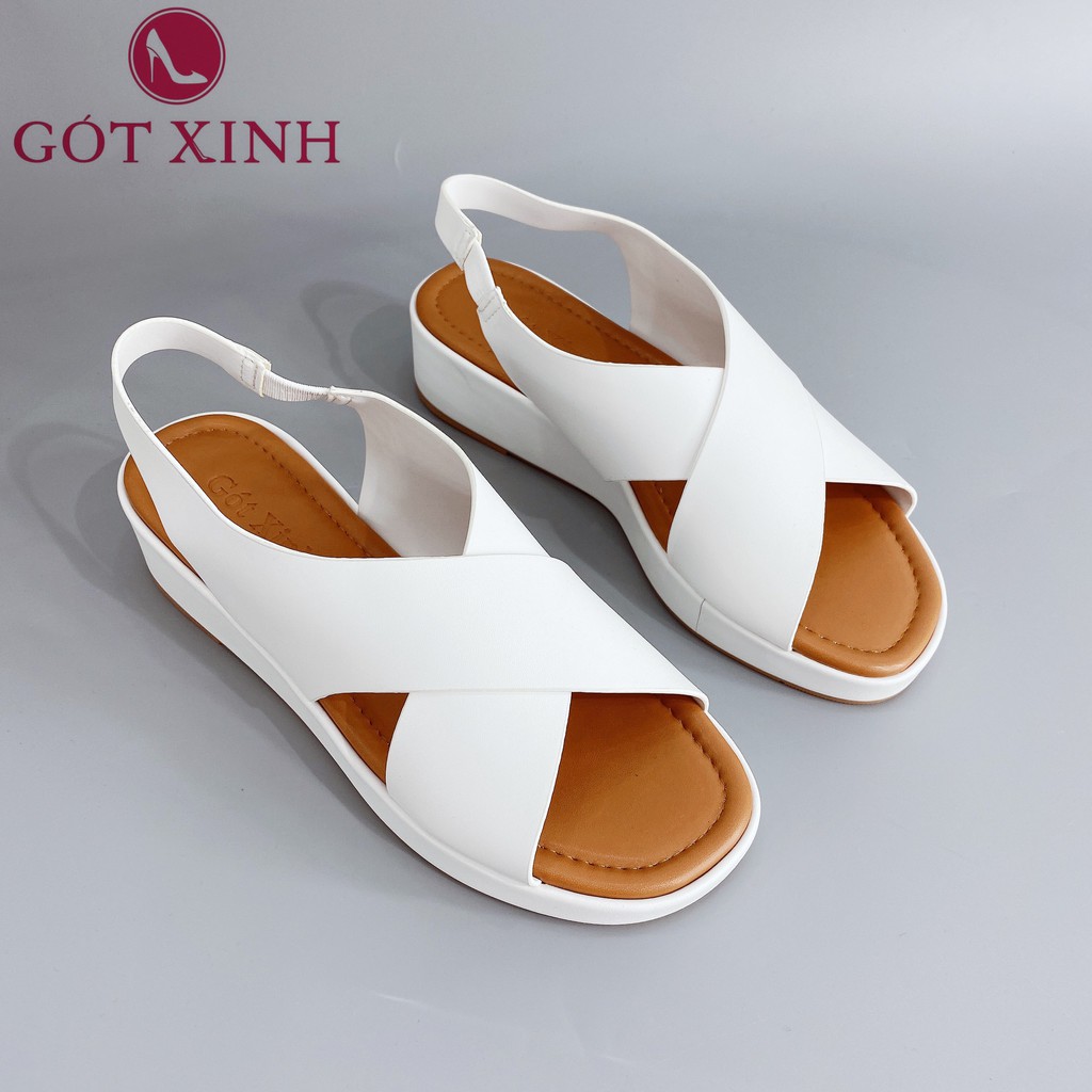 Sandal nữ GÓT XINH GX237 đế bằng quai chéo cao 3cm