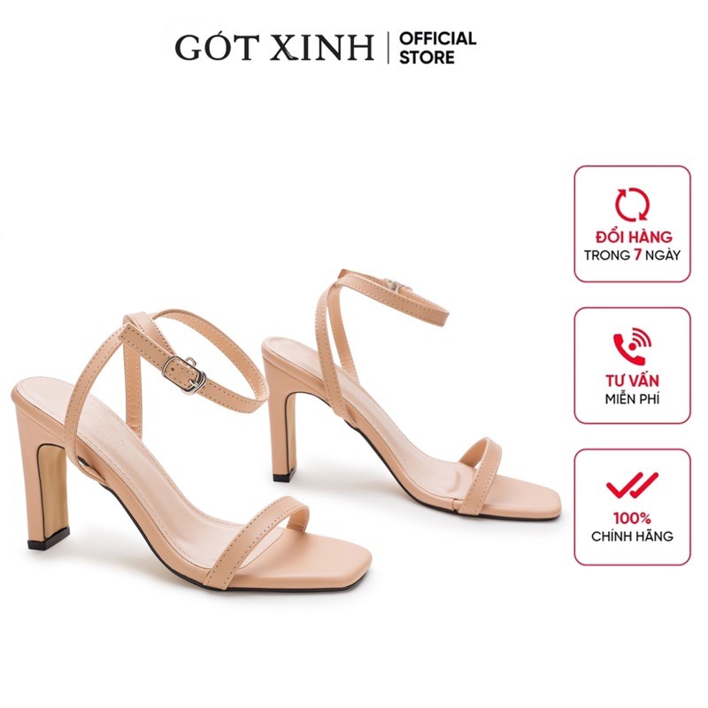 Giày sandal cao gót GÓT XINH GX254 cao 7cm 9cm da mềm gót vuông siêu xinh