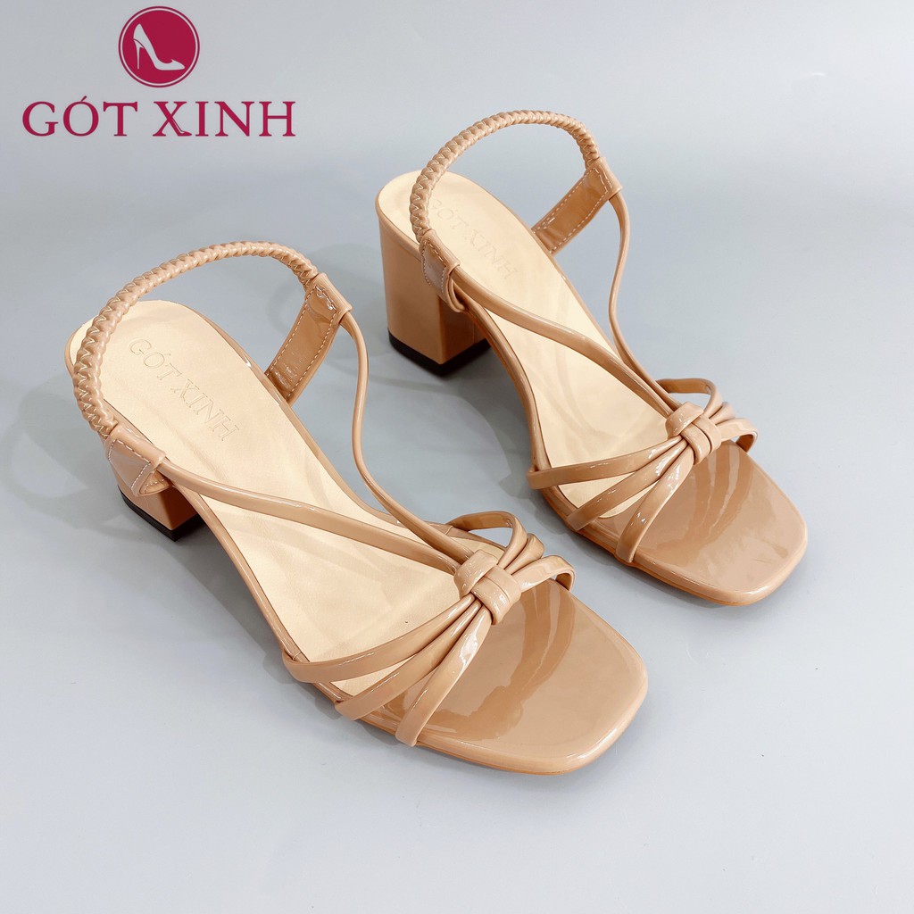 Sandal cao gót nữ GÓT XINH GX230 da bóng đế trụ vuông cao 5cm
