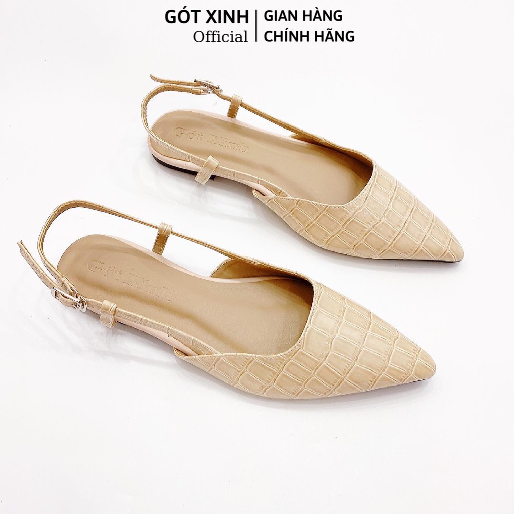 Giày sandal bít mũi GÓT XINH GX249 da rắn đế vuông