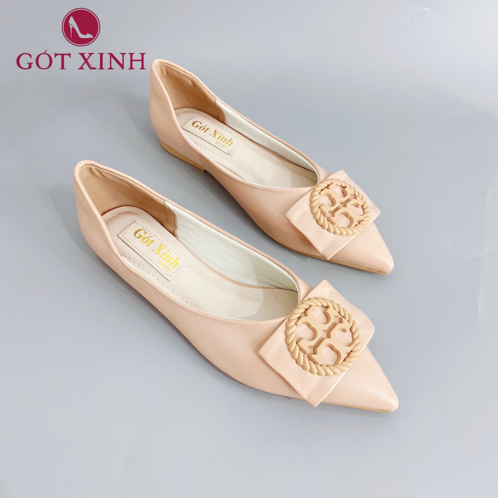 Giày Búp Bê Nơ GÓT XINH GX270 Khóa Tròn Da Mềm