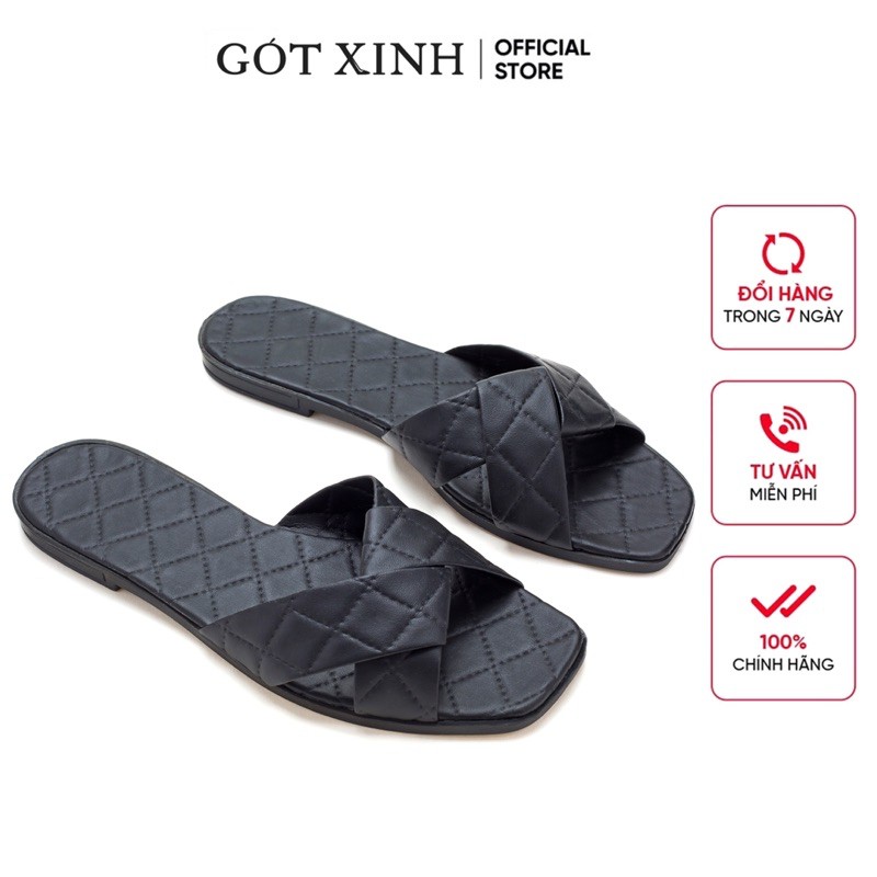 Dép quai chéo thương hiệu GÓT XINH GX346 đế bệt xinh xắn