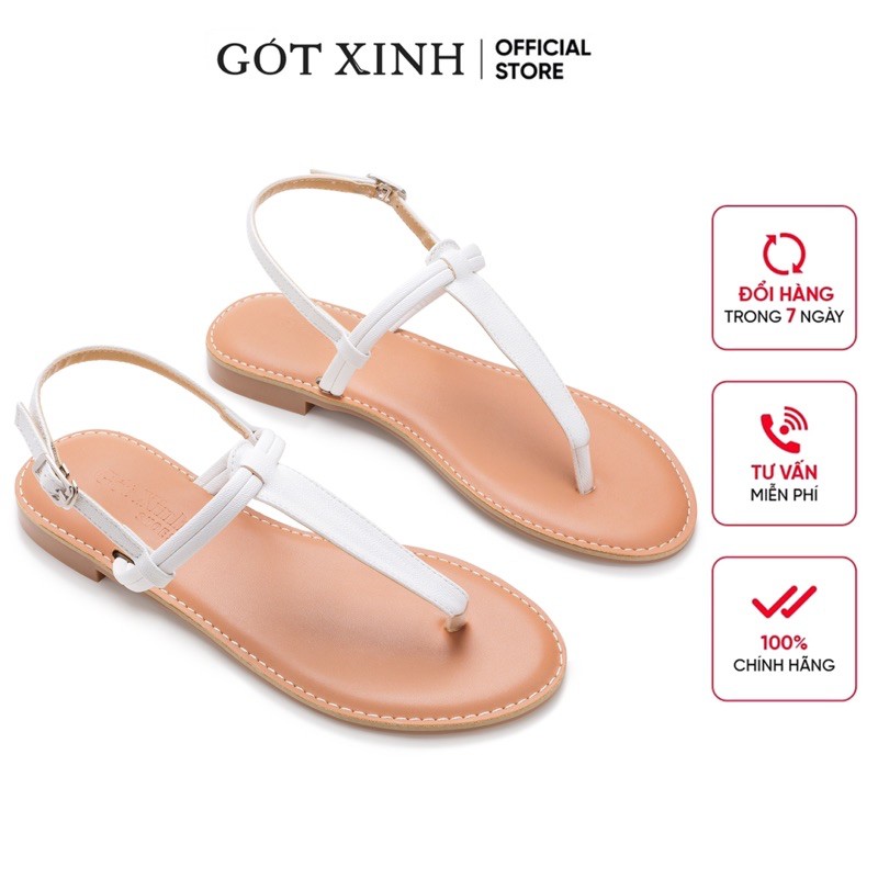 Giày sandal xỏ ngón nữ GÓT XINH GX272 da mềm đế bệt