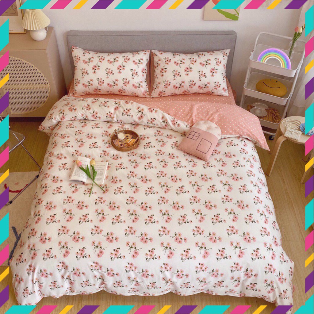 Cotton Living 4 Món Cao Cấp, Ga Gối Cotton Hàng Nhập Khẩu Nguyên Set, Vải Mềm Mịn, Cực Đẹp