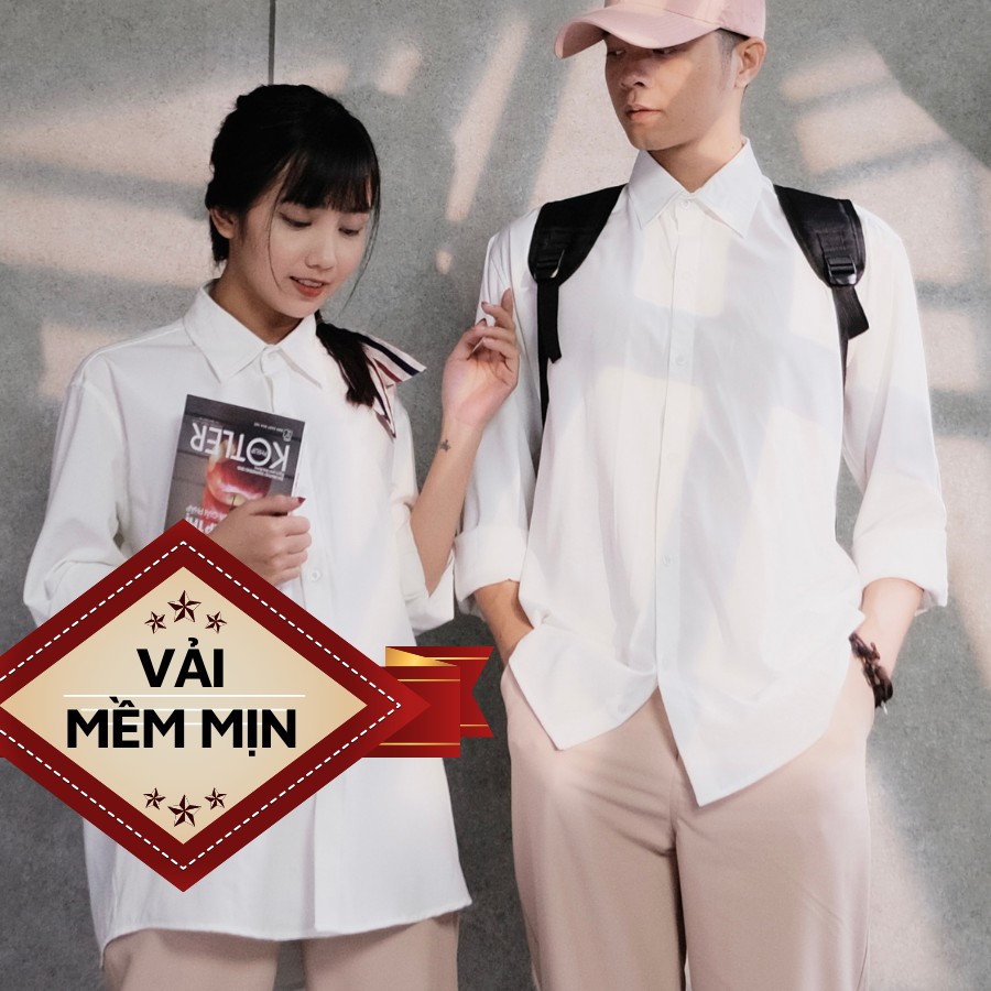 Áo Sơ Mi Dài Tay Dáng Rộng Hàn Quốc, Vải Kate Mềm Mịn Thích Hợp Cho Đi Học, Đi Làm, Đi Chơi GUF