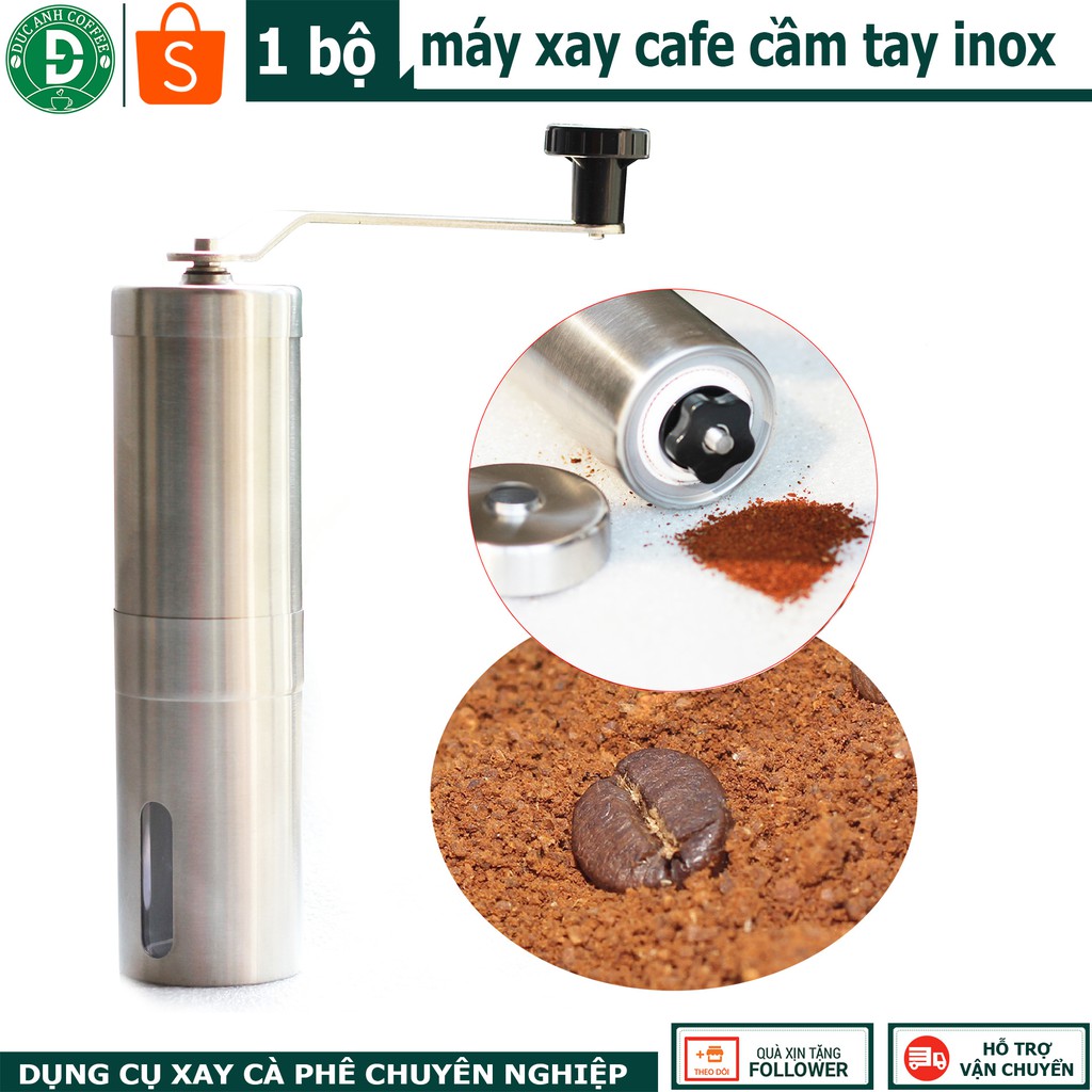 Máy xay cà phê,xay tiêu bằng tay, chất liệu Inox, dụng cụ xay tiện lợi