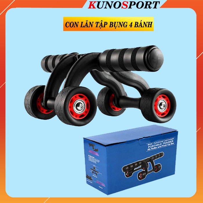 Con Lăn Tập Bụng 4 Bánh KUNOSPORT Hàng Cao Cấp Giúp Vòng 1 Vòng 2 Săn Chắc Chắc KN04