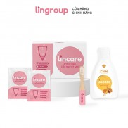 Bộ sản phẩm sạch sâu: Bàn chải, Dung dịch vệ sinh Lincare 50ml & Bột tiệt trùng Cốc nguyệt san