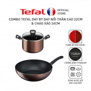 Combo Tefal Day By Day Nồi thân cao 22cm & Chảo xào 26cm