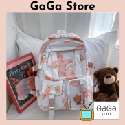  Balo đi học dễ thương trong suốt gấu, Cặp sách nữ học sinh.